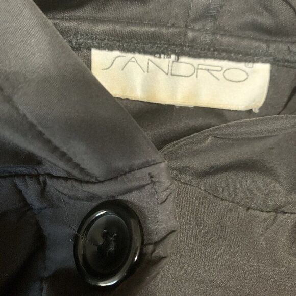 sandro authentic womens solid black long sleeve windbreaker jacket xl large - Picture 5 of 9